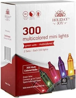 Holiday Joy Christmas Lights For Tree - 300 Count, Multicolor, Mini String Lights With Green Wire For Outdoor And Indoor Decorations﻿ -Department 56 Shop 51Qsf98NRBL. AC