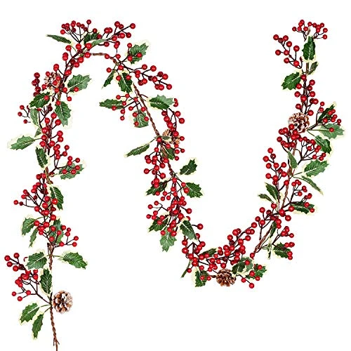 DearHouse 7FT Red Berry Christmas Garland With Pine Cone Garland Artificail Garland Indoor Outdoor Garden Gate Home Decoration For Winter Holiday New Year Decor 1 DearHouse 7FT Red Berry Christmas Garland With Pine Cone Garland Artificail Garland Indoor Outdoor Garden Gate Home Decoration For Winter Holiday New Year Decor