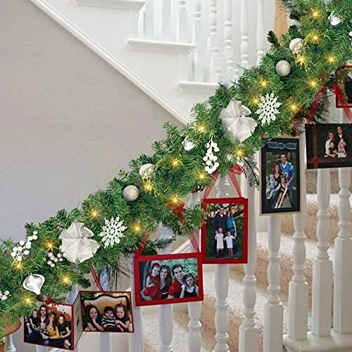 FUNPENY 9 FT Artificial Christmas Garland, Pre-Lit 50 LED Battery Operated Lighted Silver Berries Snowflake Xmas Garland With 8 Modes For Indoor Holiday Door Home Decorations 5 FUNPENY 9 FT Artificial Christmas Garland, Pre-Lit 50 LED Battery Operated Lighted Silver Berries Snowflake Xmas Garland With 8 Modes For Indoor Holiday Door Home Decorations - Image 5