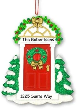 Personalized New Home Our First Home Christmas Holiday Door Wreath With Holly Bush Detail And Lanterns Christmas Ornament With Custom Names Address And Date (Optional) -Department 56 Shop 51QwPnw6eL. AC
