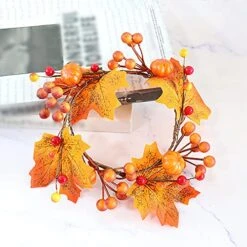 Babody 6Pcs Mini Candle Ring Wreath, 4.7In Articial Maple Leaves Candle Ring Candle Christmas Candle Holder Ring Fall Maple Leaf Candle Ring, Orange, 210609XU05 6pcs 805 1636215051 -Department 56 Shop 51R9TYl1OiS