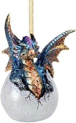 Design Toscano QS9292913 Christmas Tree Ornaments - Frost The Gothic Dragon Holiday Ornament: Set Of Three - Snowflake Dragon Ball Ornament,Multicolored,Set Of 3 -Department 56 Shop 51RIWD7JvHL. AC