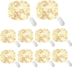 10 Pack Pastel Fairy Lights Battery Operated String Lights With 30 LEDs 10Feet/3M Silver Wire Starry Light For Party Christmas Costume Wedding Easter Table Decor(Rainbow) -Department 56 Shop 51RK1NTlISL. AC