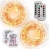 Tenergy 2 Pack Battery Operated LED String Lights, Includes 6 AA Batteries, 16.5ft Light String 50 Dimmable LEDs, Remote Control, Outdoor Ready For Christmas Decorations, Wedding Decor, UL Certified -Department 56 Shop 51RQCAwlxBL
