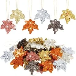 36 Pcs Thanksgiving Halloween Glitter Maple Leaves Pumpkin Mini Hanging Fall Leaves Artificial Colorful Foam Pumpkin Ornaments For Halloween Garland Thanksgiving Day Party, Maple -Department 56 Shop 51RlT8DGYKL. AC