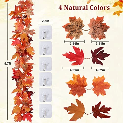 3 Pack Fall Decor For Home Fall Leaves Garland Thanksgiving Decorations Indoor Outdoor 5.8Ft/Piece Artificial Maple Leaf Garland For Autumn Harvest Halloween Party Thanksgiving Door Decor (Red) 5 3 Pack Fall Decor For Home Fall Leaves Garland Thanksgiving Decorations Indoor Outdoor 5.8Ft/Piece Artificial Maple Leaf Garland For Autumn Harvest Halloween Party Thanksgiving Door Decor (Red) - Image 5