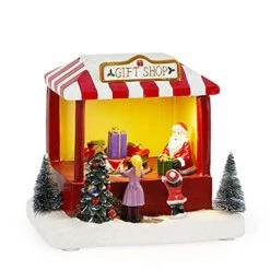 Animated Christmas Village Shop - Winter Snow Village Store With Pre-lit Musical And LED Light Indoor Decoration & Xmas