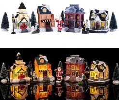 MGTHDS Christmas Village Sets 12PCS, Christmas Village Houses With LED Light, Christmas Village Collectible Buildings Home Decor Xmas Gifts -Department 56 Shop 51S3sZiC3WL. AC