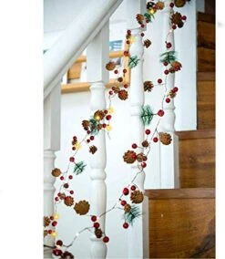 Christmas Pinecone Lights 7 FT 20 LED Battery Operated Red Berry With Pine Cone Garland Lights Indoor Outdoor Thanksgiving Decorations Christmas Party -Department 56 Shop 51S7TWYeD5L