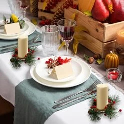 20 Pieces Mini Christmas Wreath Christmas Candle Holder For Pillar Candles, 10 Pieces Votive Candle Berry Ring With Pinecones And 10 Pieces Metal Candle Holders For Wedding Christmas Party Decoration -Department 56 Shop 51SI28tu9sL