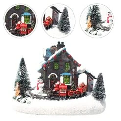 BESTOYARD Christmas House Village Snow River Santa Claus Train Scene LED Lighting Battery Operated LED Light Up Christmas Decoration Music Rendering Without Battery -Department 56 Shop 51SL2zEVJNS