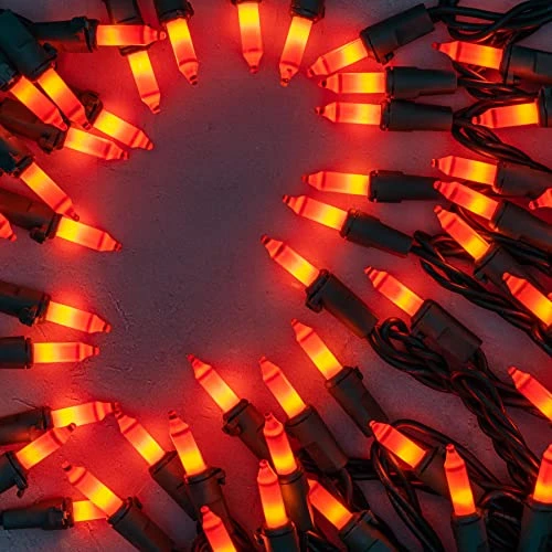 YULETIME Orange String Lights With Green Wire, 66 Feet 200 Count UL Certified Christmas Light, Pack Of 2 Sets 33 Ft 100 Opaque Mini Light Set For Halloween Thanksgiving Holidays (Orange) 4 YULETIME Orange String Lights With Green Wire, 66 Feet 200 Count UL Certified Christmas Light, Pack Of 2 Sets 33 Ft 100 Opaque Mini Light Set For Halloween Thanksgiving Holidays (Orange) - Image 4