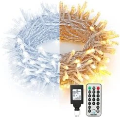 Brizled Christmas Lights, 65.67ft 200 LED Tree Lights Color Changing, 11-Function Warm White & Multicolor Christmas Lights, Connectable 24V Adapter Christmas Lights With Remote For Xmas Tree Party -Department 56 Shop 51SQZOMwSnL. AC