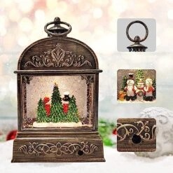 Lighted Christmas Snow Globe Lantern Musical Christmas Lantern Decoration Snow Globes With Swirling Glitter 6H Timer 3AA Battery USB Powered Retro Style Glitter Lantern For Gifts And Home Décor -Department 56 Shop 51SQjacv3uL