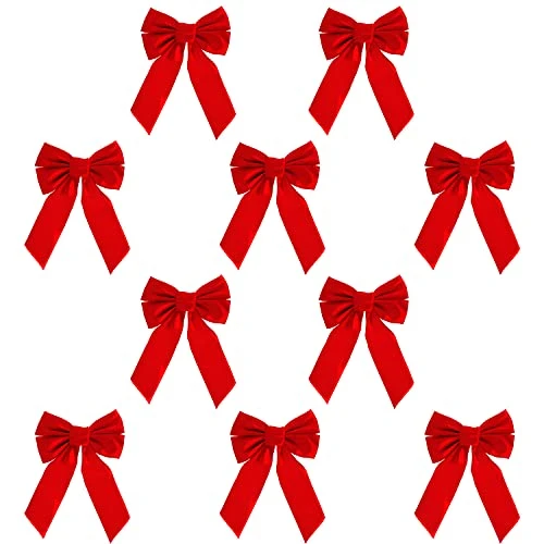 DuraCasa Red Velvet Christmas Wreath Bows 10 Pack - 9" W X 13" L - Holiday Bows Christmas Decorations - Holiday Decor For Outdoor Or Indoor Use - Ideal For Christmas Garland, Large Gifts And Parties 1 DuraCasa Red Velvet Christmas Wreath Bows 10 Pack - 9" W X 13" L - Holiday Bows Christmas Decorations - Holiday Decor For Outdoor Or Indoor Use - Ideal For Christmas Garland, Large Gifts And Parties