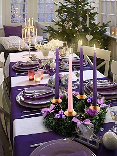 Purple Ribbon Christmas Advent Wreath - For Advent Calendar Season Candle Holder –Centerpiece Décor – Advent Candle Holder And X-mas Candles Decorations 2 Purple Ribbon Christmas Advent Wreath - For Advent Calendar Season Candle Holder –Centerpiece Décor – Advent Candle Holder And X-mas Candles Decorations - Image 2