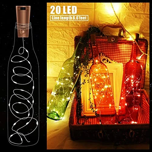 30 Pack Wine Bottle Lights With Cork - Cork Bottle Lights 90 Additional Batteries 6.6 Feet Silver Wire 20 LEDs,Fairy Mini String Lights For Christmas,DIY,Party,Decor,Wedding (Warm White) 2 30 Pack Wine Bottle Lights With Cork - Cork Bottle Lights 90 Additional Batteries 6.6 Feet Silver Wire 20 LEDs,Fairy Mini String Lights For Christmas,DIY,Party,Decor,Wedding (Warm White) - Image 2