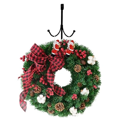 Worparsen No Tools Or Nails Required Wreath Hanger Metal Double Layer Hook Door Damage Easy Installation Hanging Christmas Wreaths Clothes Black 3pcs 3 Worparsen No Tools Or Nails Required Wreath Hanger Metal Double Layer Hook Door Damage Easy Installation Hanging Christmas Wreaths Clothes Black 3pcs - Image 3