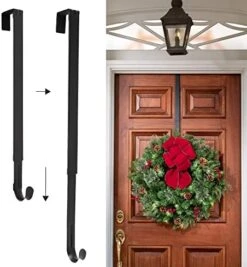 Haute Decor Adapt Adjustable Length Over The Door Wreath Hanger Hook - 2PACK - Strong, Holds Up To 20 Lbs. (Matte Black) -Department 56 Shop 51SuWSiFucL. AC
