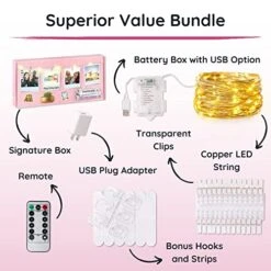 Mind-Glowing Photo Clip String Lights - Hanging Pictures Fairy Lights For Bedroom, Gifts For Teenage Girls 10-14 Year Old, Cute Room Decor For Teen Girls - Teen Girls Trendy Stuff (50 LED, 16.4 Ft) -Department 56 Shop 51SwDR3xtlL