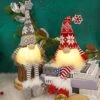 Juegoal 2 Pack Lighted Christmas Gnomes With Dangling Legs, 19.5Inch Handmade Plush Scandinavian Swedish Tomte, Light Up Elf Toy Holiday Present, Battery Operated Winter Tabletop Christmas Decorations