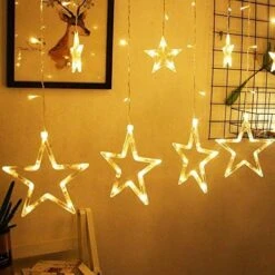 Twinkle Star 12 Stars 138 LED Curtain String Lights, Window Curtain Lights With 8 Flashing Modes Ramadan Decoration For Christmas, Wedding, Party, Home Decorations (Warm White) -Department 56 Shop 51TOhCCBJLL. AC