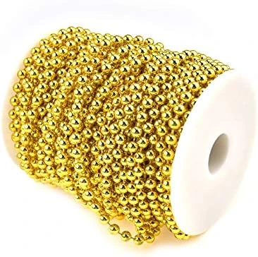 KUPOO 82FT Christmas Tree Beads Artificial Pearls Beads 6MM Garland Plastic Beads Roll For Christmas Wedding DIY Decoration (Gold) 4 KUPOO 82FT Christmas Tree Beads Artificial Pearls Beads 6MM Garland Plastic Beads Roll For Christmas Wedding DIY Decoration (Gold) - Image 4