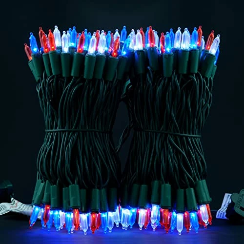 YULETIME Red White & Blue LED Christmas Lights With Green Wire, 66 Feet 200 Count UL Certified Commercial Grade String Light Set For Independence Day Patriotic Holidays (Red White & Blue) 5 YULETIME Red White & Blue LED Christmas Lights With Green Wire, 66 Feet 200 Count UL Certified Commercial Grade String Light Set For Independence Day Patriotic Holidays (Red White & Blue) - Image 5