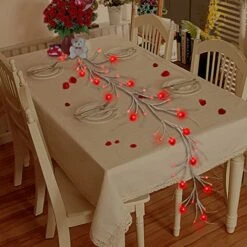 [Timer] Valentines Day Decor Willow Vine With Red Heart Lights, 5FT 45 LED Valentines Day Garland With Light Battery Operated 8 Modes Valentines Day Lights Romantic Decorations For Home Table Wall -Department 56 Shop 51TknReVdvL