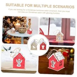Didiseaon 6 Pcs Reindeer- Home For Door Wood Light Window Holiday Festive Cabins Carved Xmas Table Lighted Decorations Doors Glowing Decor Winter Design Pendant Wall Hangings -Department 56 Shop 51U1XftyqoL