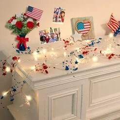 4th Of July Decorations 10FT 30 LED Patriotic Decor Red White Blue Star Garland With Lights, Battery Operated 4th Of July Garland For Mantle Home, Fourth Of July Decor Memorial Day Decorations [Timer] -Department 56 Shop 51UGGOzYdzL