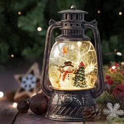 Musical Christmas Snow Globe, Cardinal Snowman Scene Decorations With Timer Swirling Singing Water Glittering Water Lantern, USB/Battery