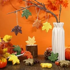36 Pcs Thanksgiving Halloween Glitter Maple Leaves Pumpkin Mini Hanging Fall Leaves Artificial Colorful Foam Pumpkin Ornaments For Halloween Garland Thanksgiving Day Party, Maple -Department 56 Shop 51UVgq9pK8L