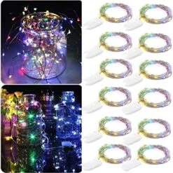 JETENCN 12 Pack 6.9ft 20 LED Fairy Lights Battery Operated, Waterproof Copper Wire Lights, Mini String Lights Firefly Starry Lights For Christmas Wedding Party Mason Jar Decoration (Warm White) -Department 56 Shop 51Uf1Qen9hL. AC