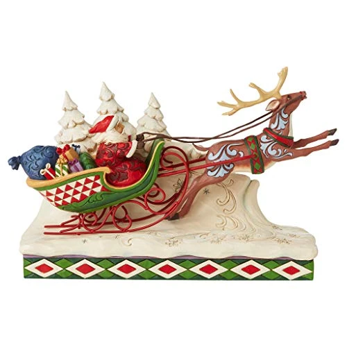 Enesco Jim Shore Heartwood Creek Here Comes Santa Sleigh With Reindeer Figurine, 7-Inch Height, Multicolor 2 Enesco Jim Shore Heartwood Creek Here Comes Santa Sleigh With Reindeer Figurine, 7-Inch Height, Multicolor - Image 2