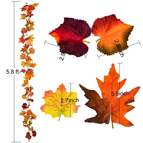 Lvydec 2 Pack Fall Maple Garland - 5.9ft/Piece Artificial Fall Foliage Garland Colorful Autumn Decor For Home Wedding Party (Mixed Color) 3 Lvydec 2 Pack Fall Maple Garland - 5.9ft/Piece Artificial Fall Foliage Garland Colorful Autumn Decor For Home Wedding Party (Mixed Color) - Image 3