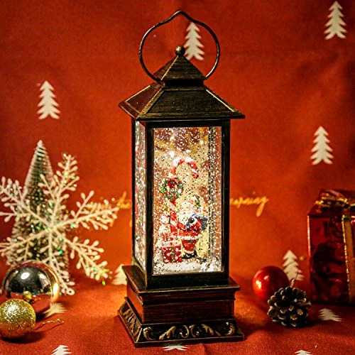 Christmas Musical Snow Globe Lantern, Spinning Glittering With 6 Hours Timer, USB Powered & Battery Operated For Christmas Decorations And Gifts (Santa Claus And Candy Cane) 2 Christmas Musical Snow Globe Lantern, Spinning Glittering With 6 Hours Timer, USB Powered & Battery Operated For Christmas Decorations And Gifts (Santa Claus And Candy Cane) - Image 2