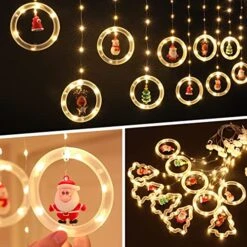 MILEXING Christmas Window Lights, 10 Round Lights 120 LED Lights Christmas Decorations Indoor, Battery Operated Christmas Curtain Lights 9.84 Ft Waterproof String Light For Bedroom Party Decor -Department 56 Shop 51VZxJ6dNpL