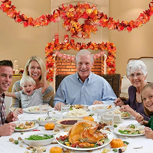 3 Pack Fall Decor For Home Fall Leaves Garland Thanksgiving Decorations Indoor Outdoor 5.8Ft/Piece Artificial Maple Leaf Garland For Autumn Harvest Halloween Party Thanksgiving Fireplace Decor (Red) 3 3 Pack Fall Decor For Home Fall Leaves Garland Thanksgiving Decorations Indoor Outdoor 5.8Ft/Piece Artificial Maple Leaf Garland For Autumn Harvest Halloween Party Thanksgiving Fireplace Decor (Red) - Image 3