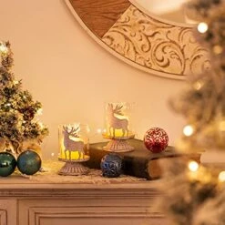 Romadedi Christmas Pillar Candle Holder: Set Of 2 Small Rustic Table Decorations With Distressed Metal Reindeer Design, Candle Holders Centerpieces Ornaments For Shelf Bookcase Farmhouse Home Decor 10 Romadedi Christmas Pillar Candle Holder: Set Of 2 Small Rustic Table Decorations With Distressed Metal Reindeer Design, Candle Holders Centerpieces Ornaments For Shelf Bookcase Farmhouse Home Decor -Department 56 Shop 51VnSvwRoiL