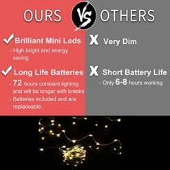 20 Pack LED Fairy Lights Battery Operated,7.2ft 20 LED Silver Wire Warm White Mason Jar Lights,Firefly Mini Led String Lights For Mason Jars Party Crafts Wedding Decorations -Department 56 Shop 51VtmnbrkDL