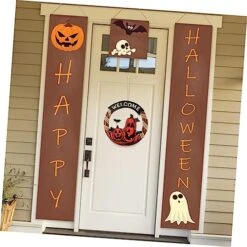 VILLCASE 1pc Halloween Listing Wall Hooks Decorative Halloween Decor Halloween Home Decor Wood Plaque Door Pendant Halloween Door Ornament Delicate Door Hanging Creative Door Pendant Wooden -Department 56 Shop 51WBZdUtCBL