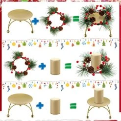 20 Pieces Mini Christmas Wreath Christmas Candle Holder For Pillar Candles, 10 Pieces Votive Candle Berry Ring With Pinecones And 10 Pieces Metal Candle Holders For Wedding Christmas Party Decoration -Department 56 Shop 51WHhGbpc3L
