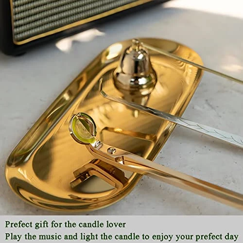 UCINNOVATE 4 In 1 Candle Accessory Set, Candle Wick Trimmer Candle Cutter, Candle Snuffer, Candle Wick Dipper, Storage Tray Plate, For Candle Lover, Thanksgiving, Christmas(Gold) 2 UCINNOVATE 4 In 1 Candle Accessory Set, Candle Wick Trimmer Candle Cutter, Candle Snuffer, Candle Wick Dipper, Storage Tray Plate, For Candle Lover, Thanksgiving, Christmas(Gold) - Image 2