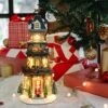 WONDER GARDEN Christmas Village Collectible Buildings, Clock Tower Figurine With Revolving Train Music With Warm Light Christmas Ornaments For Christmas Holiday Decorations (Clock Is Display Only) -Department 56 Shop 51WvKzn5QPL