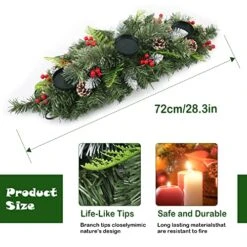 Christmas Candle Holder, 30" Abundant Table Centerpiece W/ 3 Candle Trays, Artificial Decor W/ 68 Pine Needles, 8 Cones, 10 Strings Of Red Cherry & Snowy Leaves, Foldable For Storage 5 Christmas Candle Holder, 30" Abundant Table Centerpiece W/ 3 Candle Trays, Artificial Decor W/ 68 Pine Needles, 8 Cones, 10 Strings Of Red Cherry & Snowy Leaves, Foldable For Storage -Department 56 Shop 51WwKcFj1sL