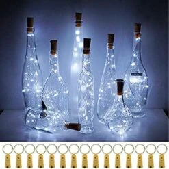 Cynzia 20 LED Wine Bottle Lights With Cork, 15 Pack Battery Operated Cork Shape Fairy Light Waterproof Mini Copper Silver Wire String Lights For Party, Wedding, Christmas, Bedroom Decor (Cold White) -Department 56 Shop 51XCNeohvUL. AC