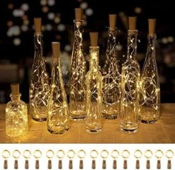 Wine Bottle Lights With Cork, 10 Pack 20 LED Waterproof Battery Operated Cork Lights, Silver Wire Mini Fairy Lights For Liquor Bottles DIY Party Bar Christmas Holiday Wedding Déco -Department 56 Shop 51XEUNthFGL. AC
