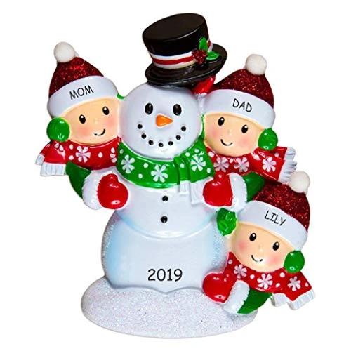 Personalized Snowman Fun Family Christmas Ornament (Family Of 3) 1 Personalized Snowman Fun Family Christmas Ornament (Family Of 3)