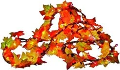 Sylvania Fall Color Lighted Leaf Garland Clear 9 Ft
